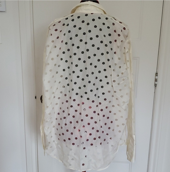 VTG 80s 90s Equipment Made In France Cotton Sheer Polka Dot Shirt - Picture 15 of 16